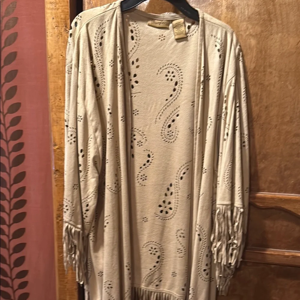 Wrangler Cream Cardigan with Fringe Details - Picture 1 of 6